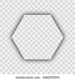 Dark transparent realistic shadow. Hexagon shadow isolated on transparent background. Vector illustration.