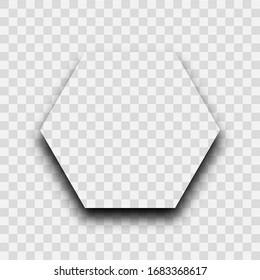 Dark transparent realistic shadow. Hexagon shadow isolated on transparent background. Vector illustration.