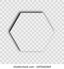 Dunkel transparenter, realistischer Schatten. Hexagon-Schatten einzeln auf transparentem Hintergrund. Vektorillustration.