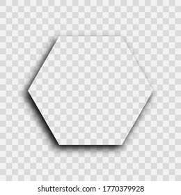 Dark transparent realistic shadow. Hexagon shadow isolated on transparent background. Vector illustration.