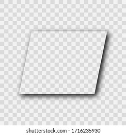 Dark transparent realistic shadow. Parallelogram shadow isolated on transparent background. Vector illustration.