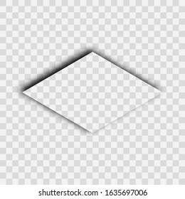 Dark transparent realistic shadow. Shadow from a rhombus isolated on transparent background. Vector illustration.