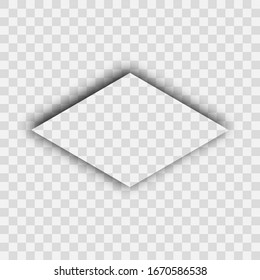Dark transparent realistic shadow. Shadow from a rhombus isolated on transparent background. Vector illustration.