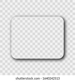 Dark transparent realistic shadow. Rounded rectangle shadow isolated on transparent background. Vector illustration.