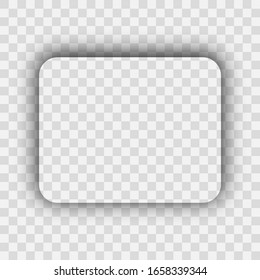 Dark transparent realistic shadow. Rounded rectangle shadow isolated on transparent background. Vector illustration.