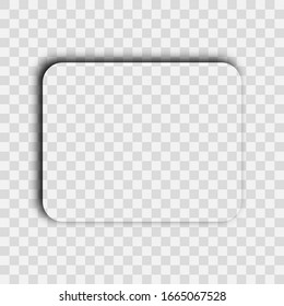 Dark transparent realistic shadow. Rounded rectangle shadow isolated on transparent background. Vector illustration.
