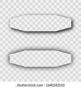 Dark transparent realistic shadow. Set of two horizontal shadows  isolated on transparent background. Vector illustration.