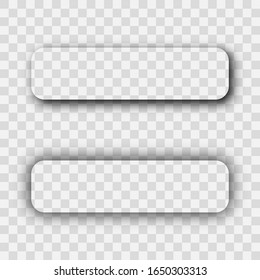 Dark transparent realistic shadow. Set of two rectangles with rounded corners shadows  isolated on transparent background. Vector illustration.