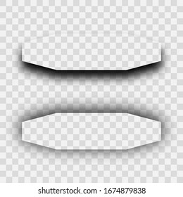 Dark transparent realistic shadow. Set of two horizontal shadows  isolated on transparent background. Vector illustration.