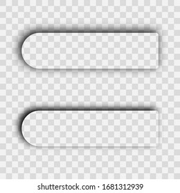 Dark transparent realistic shadow. Set of two rectangles with rounded corners shadows  isolated on transparent background. Vector illustration.