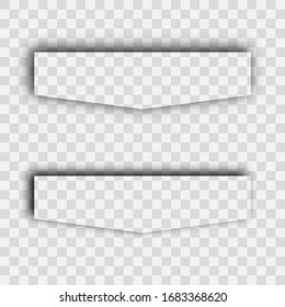 Dark transparent realistic shadow. Set of two rectangles shadows  isolated on transparent background. Vector illustration.