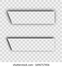 Dark transparent realistic shadow. Set of two rectangles shadows  isolated on transparent background. Vector illustration.