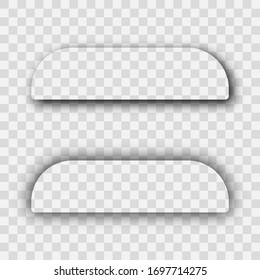 Dark transparent realistic shadow. Set of two rectangles with rounded corners shadows  isolated on transparent background. Vector illustration.