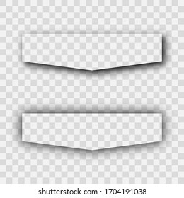 Dark transparent realistic shadow. Set of two rectangles shadows  isolated on transparent background. Vector illustration.