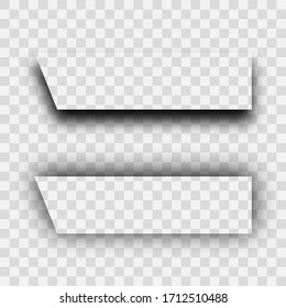 Dark transparent realistic shadow. Set of two rectangles shadows  isolated on transparent background. Vector illustration.