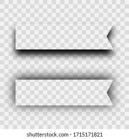 Dark transparent realistic shadow. Set of two rectangles shadows  isolated on transparent background. Vector illustration.