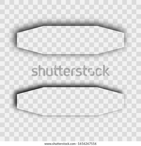 Dark transparent realistic shadow. Set of\
two horizontal shadows  isolated on transparent background. Vector\
illustration.