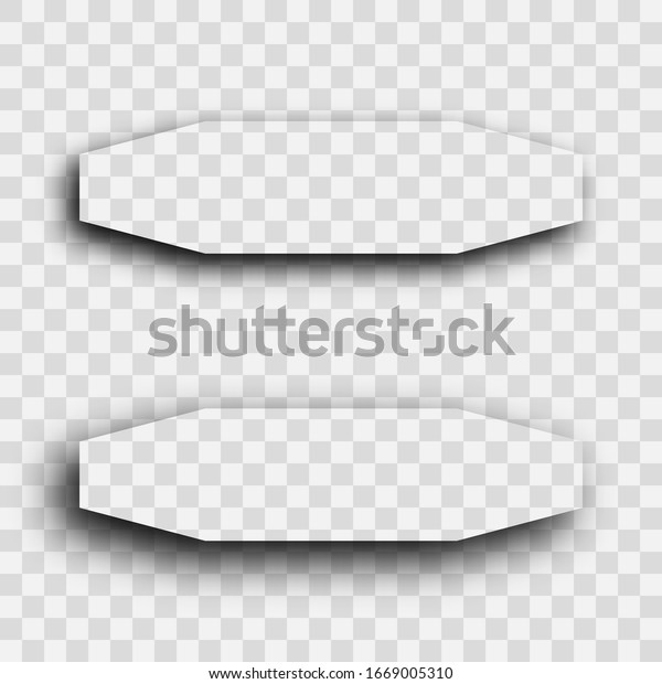 Dark transparent realistic shadow. Set of\
two horizontal shadows  isolated on transparent background. Vector\
illustration.