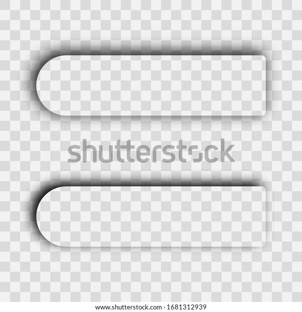 Dark transparent realistic shadow. Set of
two rectangles with rounded corners shadows  isolated on
transparent background. Vector
illustration.