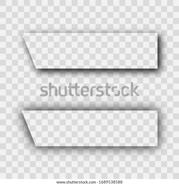 Dark transparent realistic shadow. Set of\
two rectangles shadows  isolated on transparent background. Vector\
illustration.