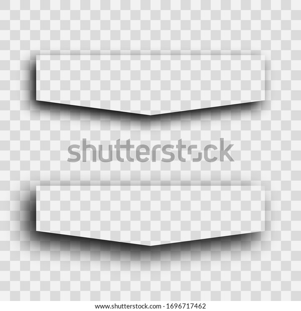 Dark transparent realistic shadow. Set of\
two rectangles shadows  isolated on transparent background. Vector\
illustration.