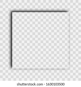 Dark transparent realistic shadow. Square shadow isolated on transparent background. Vector illustration.