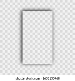 Dark transparent realistic shadow. Shadow of a vertical rectangle isolated on transparent background. Vector illustration.