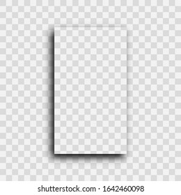 Dark transparent realistic shadow. Shadow of a vertical rectangle isolated on transparent background. Vector illustration.