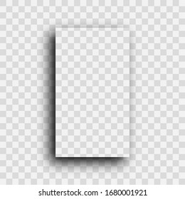 Dark transparent realistic shadow. Shadow of a vertical rectangle isolated on transparent background. Vector illustration.