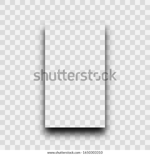 Dark transparent realistic shadow. Shadow\
of a vertical rectangle isolated on transparent background. Vector\
illustration.