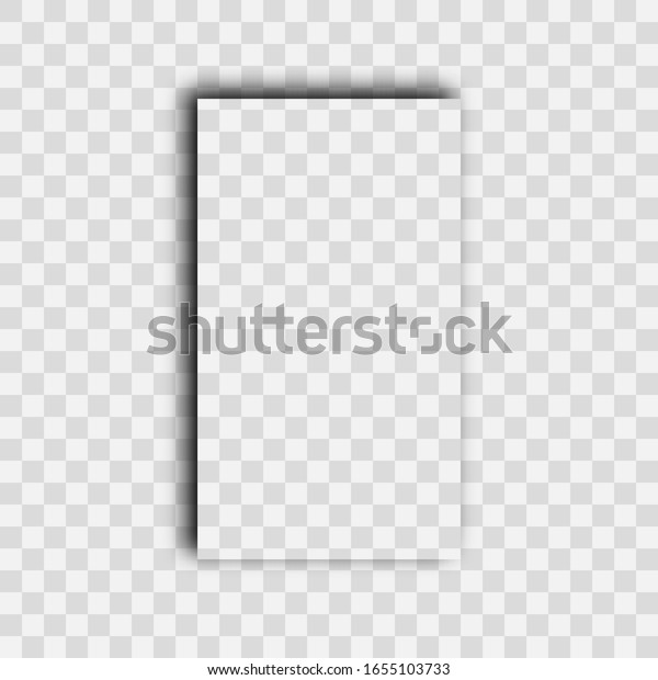 Dark transparent realistic shadow. Shadow\
of a vertical rectangle isolated on transparent background. Vector\
illustration.