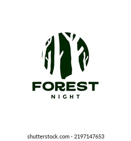 Dark Trees Forest Night Logo Design