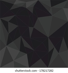 Dark triangle vector background or seamless pattern. Flat black and grey surface wrapping geometric mosaic for wallpaper or halloween website design