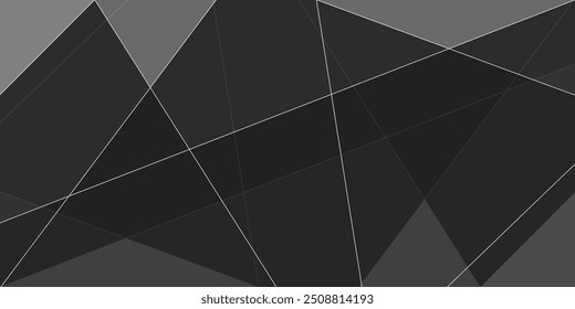 Dark Triangles Mosaic: A Dynamic Geometric Composition of Overlapping Shades of Gray - Abstract Background Template, Multi Purpose Editable Vector Design