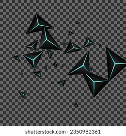 Dark Triangular Background Transparent Vector. Onyx Facet Paper. Prism Nice Card. Obsidian Design Backdrop.