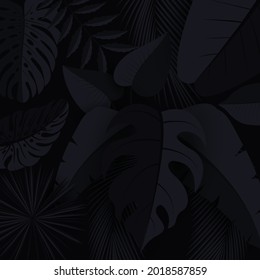 Fondo tropical oscuro con plantas de selva