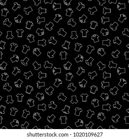 Dark t-shirt vector seamless pattern or background made with outline tshirt icons