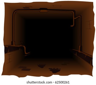 dark tunnel with traces on a floor