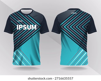 Fondo abstracto negro turquesa oscuro y patrón para el diseño de jersey deportivo y maqueta. Plantilla de vista frontal y posterior