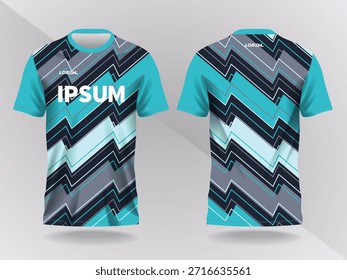 Fondo abstracto negro turquesa oscuro y patrón para el diseño de jersey deportivo y maqueta. Plantilla de vista frontal y posterior