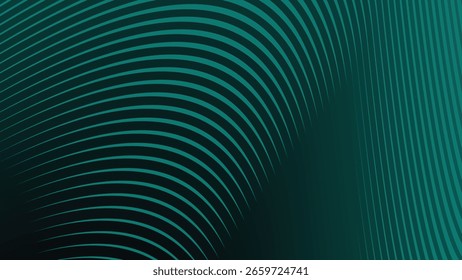 Fundo escuro azul-turquesa verde abstrato com listras linha curva para fundo, Web e design digital