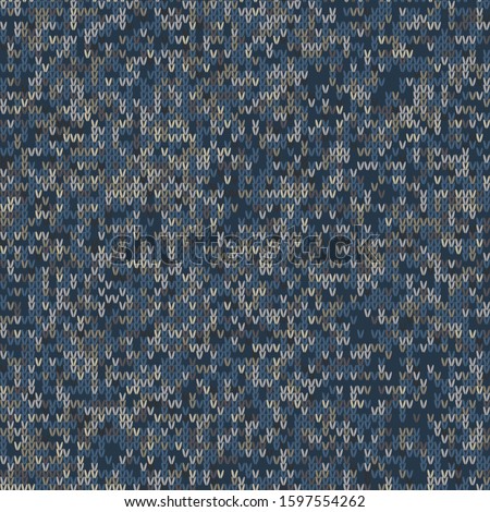 Dark tweed knit stitch effect vector texture. Masculine dark marl seamless melang pattern. Hand knitting sweater material. Close up fabric textile craft background. Homespun wool allover print swatch.