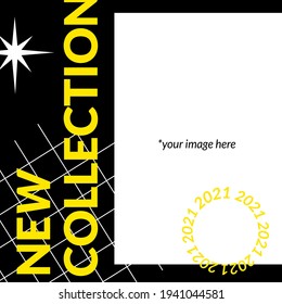 Dark Typography Post Template for social media accounts. Vector illustration