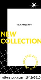 Dark Typography Stories Template for social media accounts. Vector illustration
