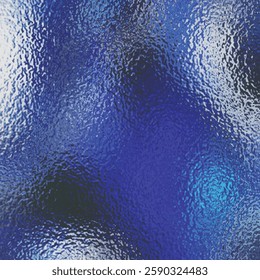 Dark ultramarine grain texture. Blue matte effect. Frosted glass tile. Crumpled shiny foil surface. Vector background