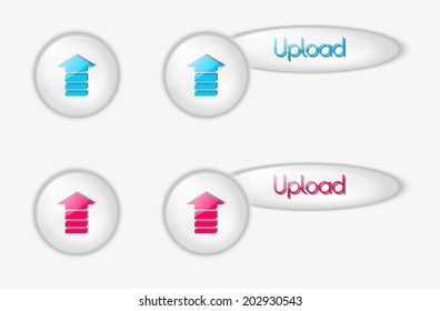 dark upload buttons on white background, vector