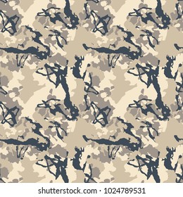 Dark urban camouflage of various shades of beige, gray and navy. Seamless pattern for wallpaper, backdrop for site or textile print