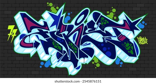 Dark Urban Hip Hop Abstract Word First Graffiti Style Font Lettering Vector Illustration Template