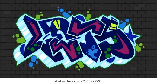 Dark Urban Hip Hop Abstract Word Lets Graffiti Style Font Lettering Vector Illustration Template