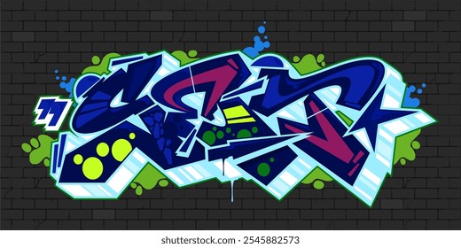 Dark Urban Hip Hop Abstract Word Set Graffiti Style Font Lettering Vector Illustration Template